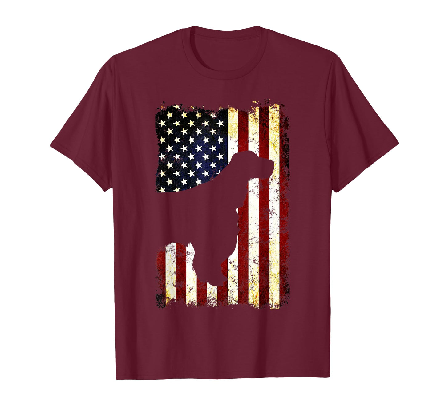 English Springer Spaniel Silhouette American Flag Women Men T-Shirt
