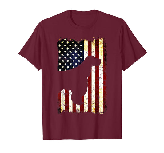 English Springer Spaniel Silhouette American Flag Women Men T-Shirt