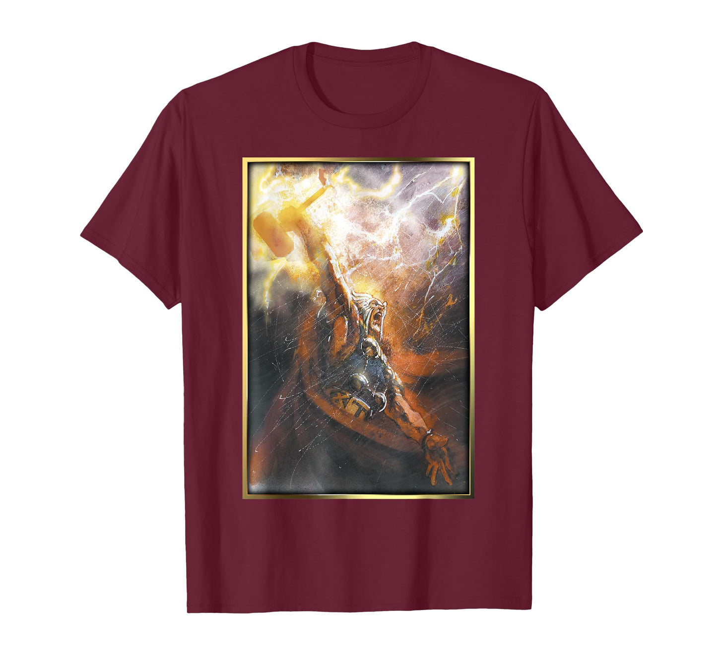 Marvel Thor God of Thunder Mjolnir Lightning Graphic T-Shirt T-Shirt