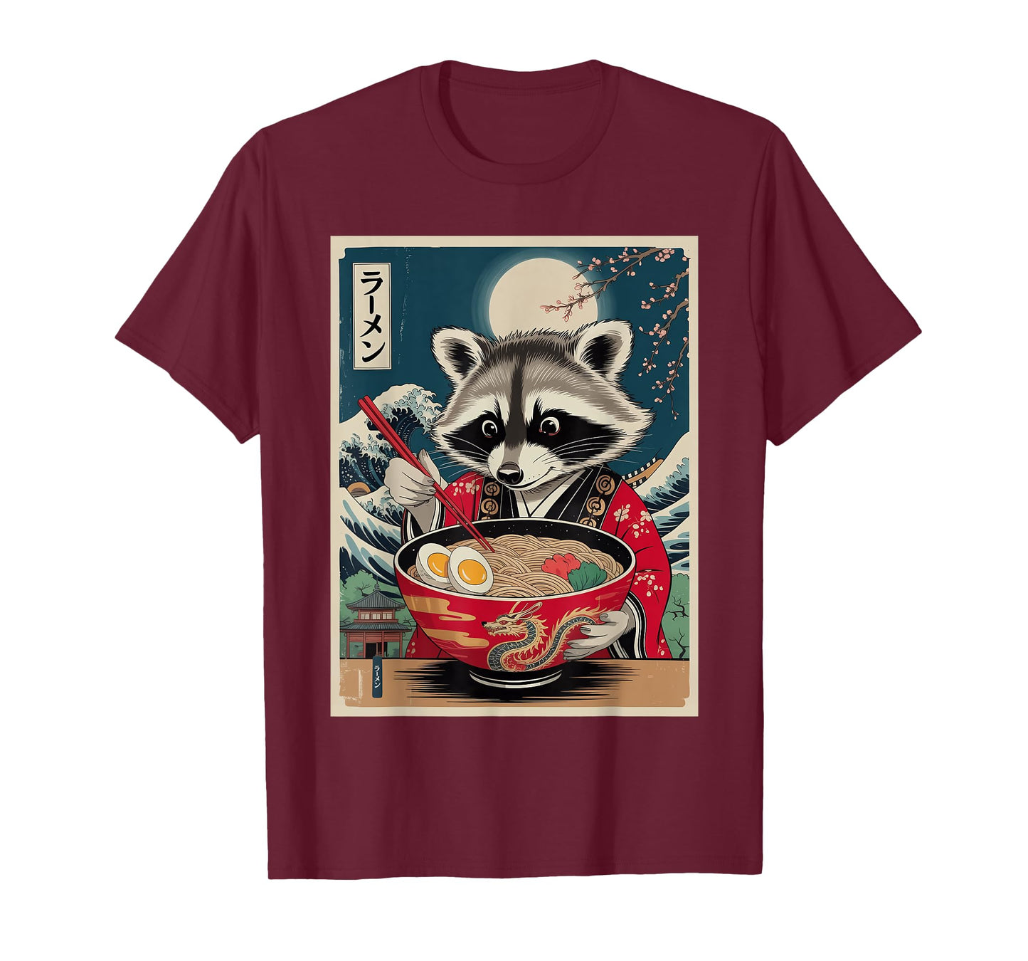Funny Raccoon Eating Ramen Japanese Noodles Racoon Anime T-Shirt