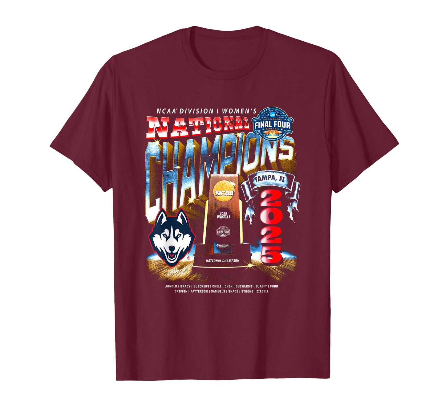 UConn 2025 Women's Basketball National Champions NIL T-Shirt