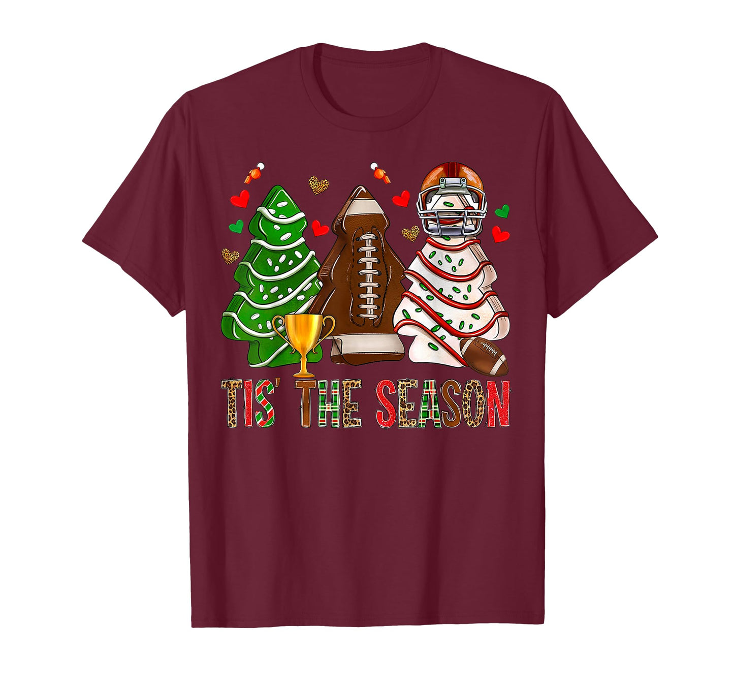 Tis The Season American Football Christmas Tree Cakes Debbie T-Shirt