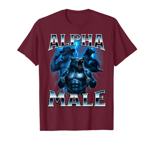 Alpha Male Wolf Meme Sigma Embarrassing Brainrot Sarcastic T-Shirt