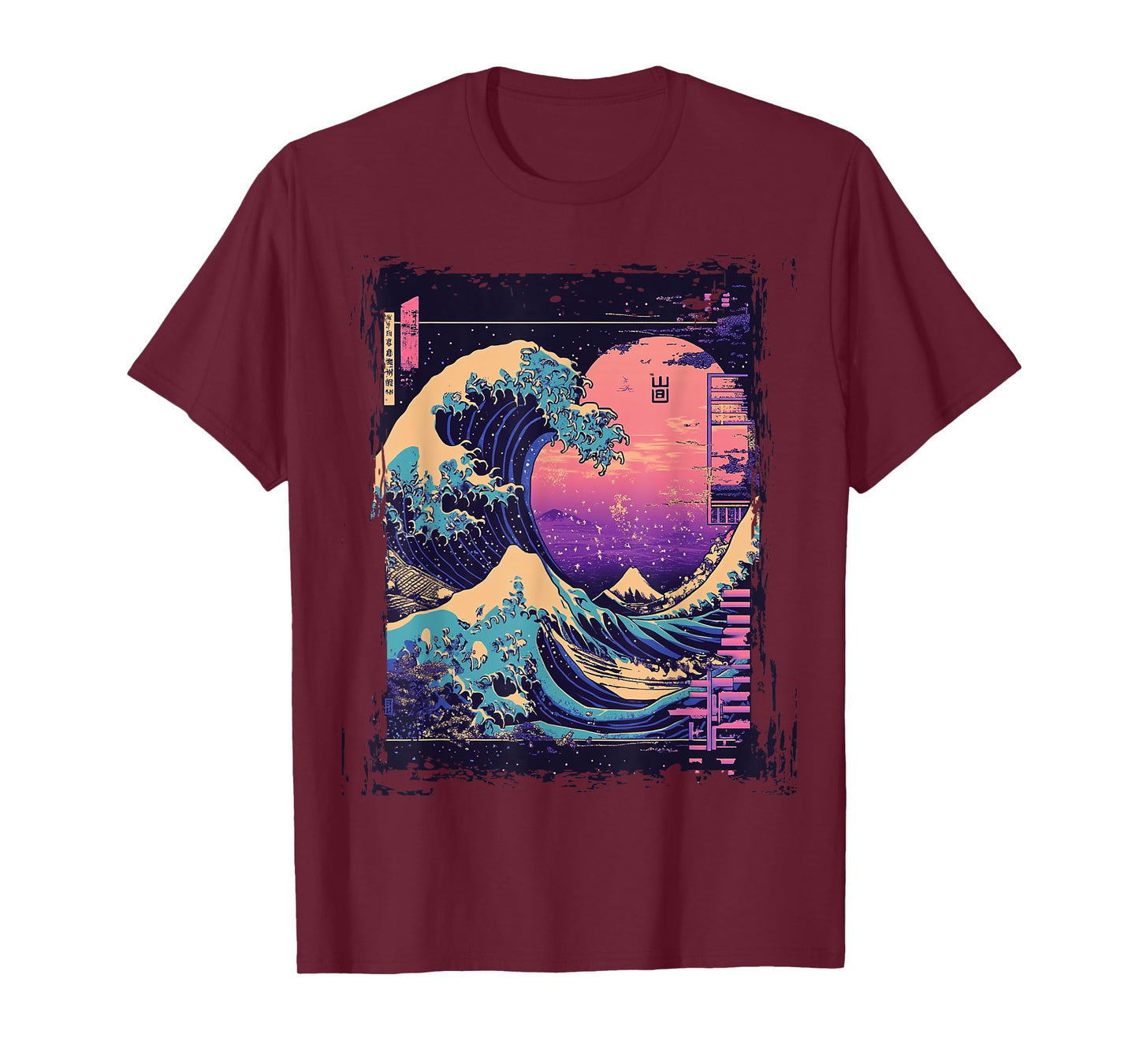 Neon Great Wave Vaporwave Fuji Scene T-Shirt