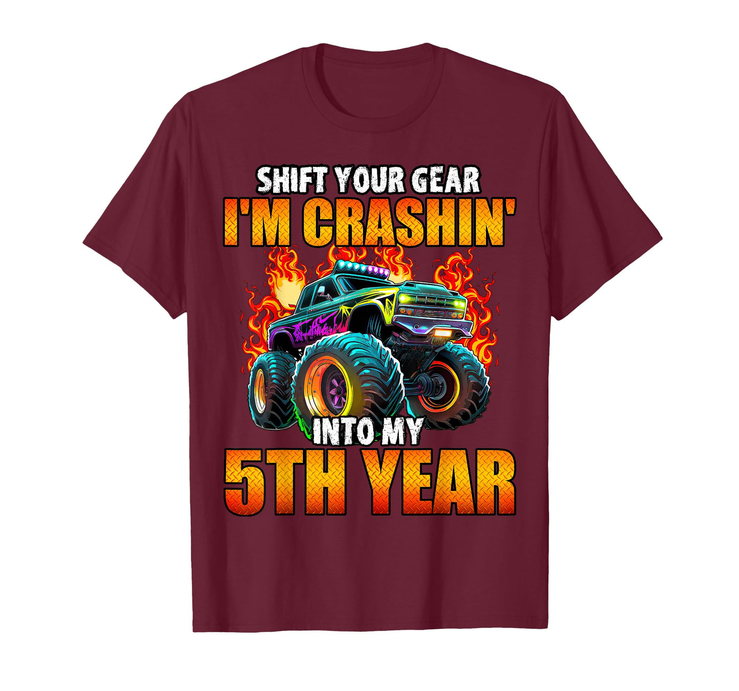 5th Monster Truck Birthday Party Birthday Boy Toddler T-Shirt