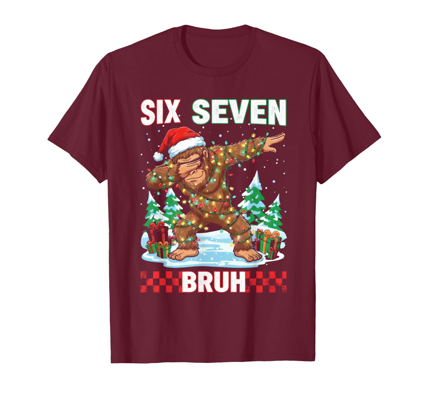 67 Bigfoot Six Seven Bruh Funny Big Foot Christmas T-Shirt
