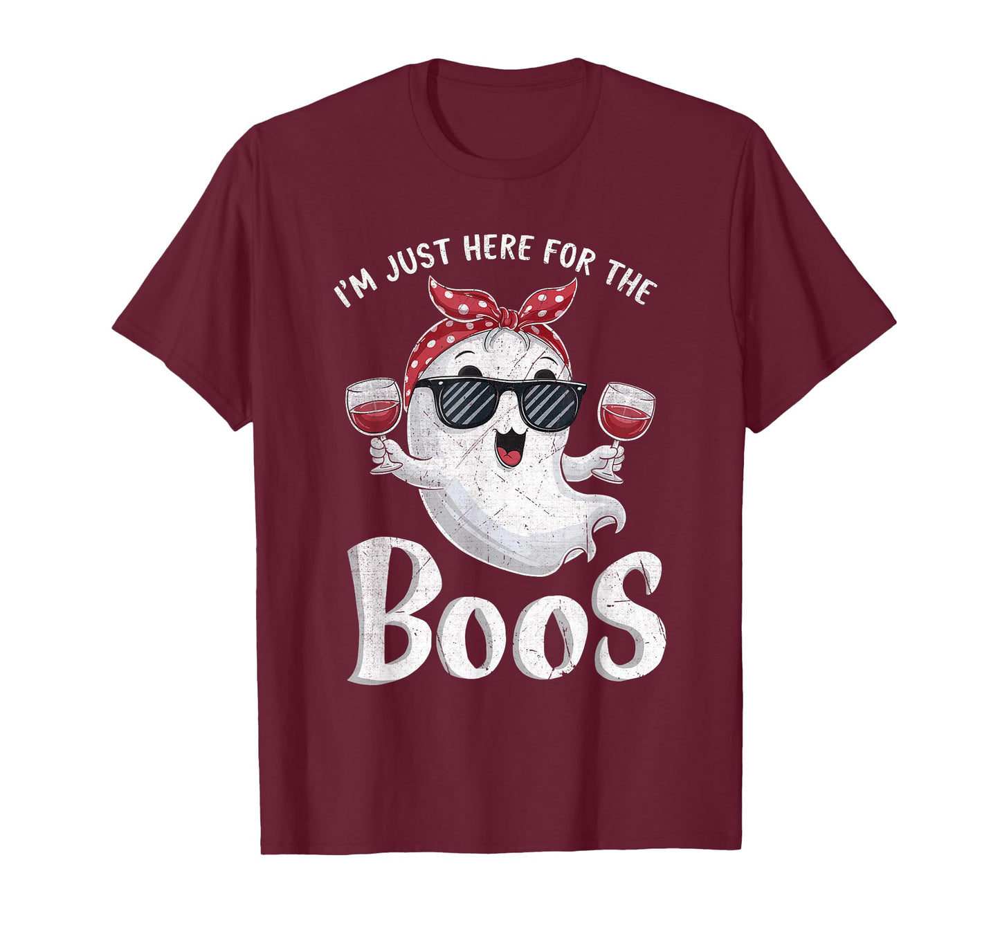 I'm Just Here for the Boos Funny Halloween Cute Ghost T-Shirt