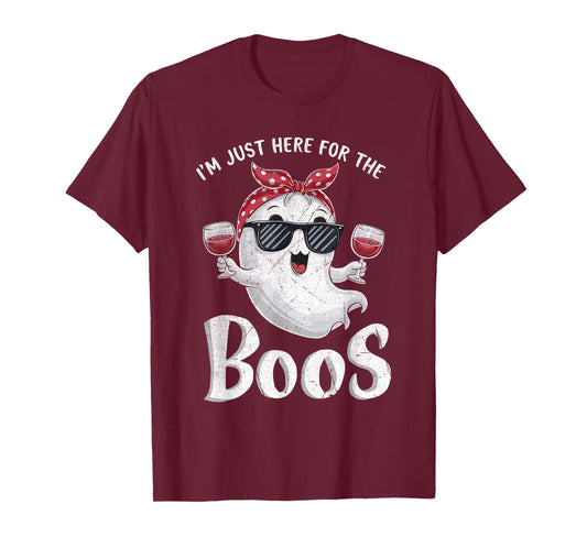 I'm Just Here for the Boos Funny Halloween Cute Ghost T-Shirt