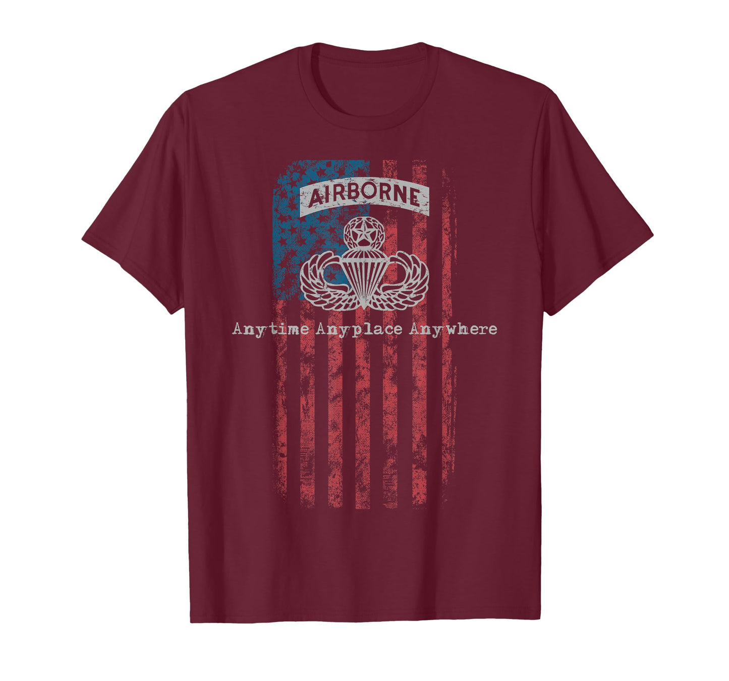 Gray Airborne Jumpmaster Badge with Flag T-Shirt