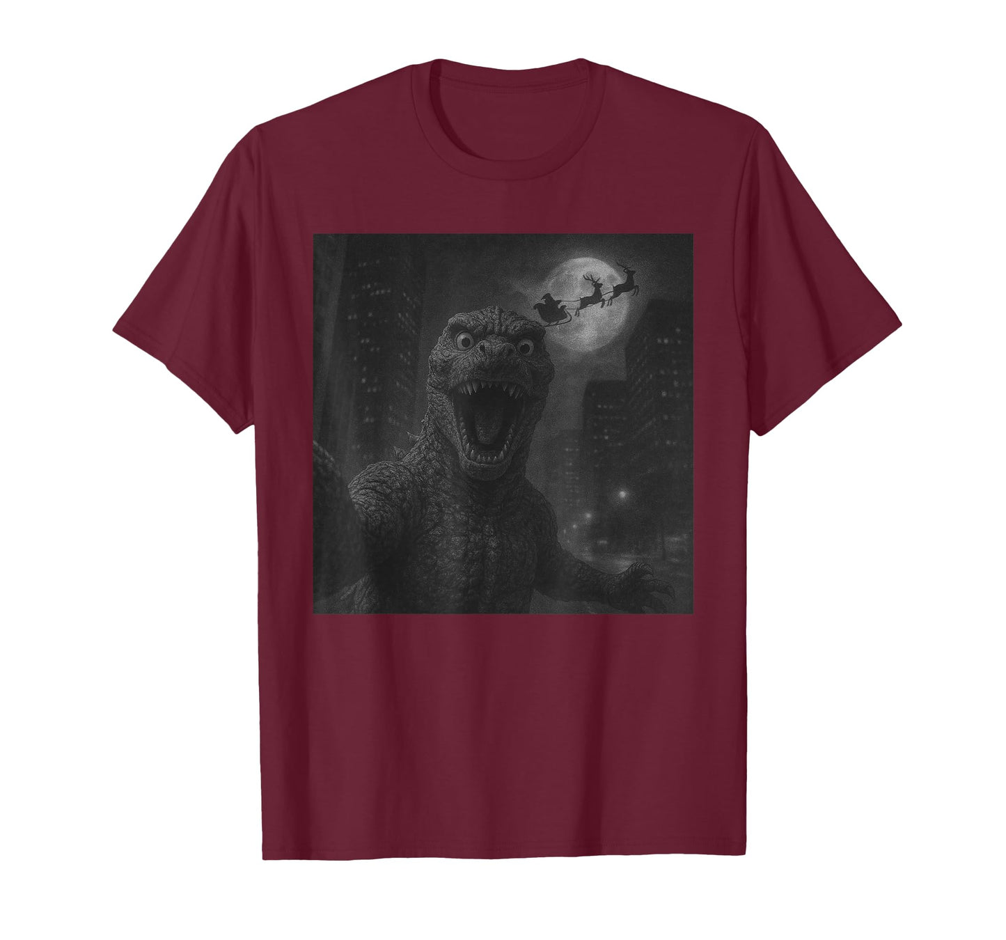 Funny Japanese Kaiju Selfie Santa Christmas Men Boys Kids T-Shirt