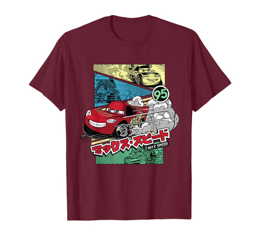 Pixar Cars Lightning McQueen 95 Max Speed Japanese T-Shirt