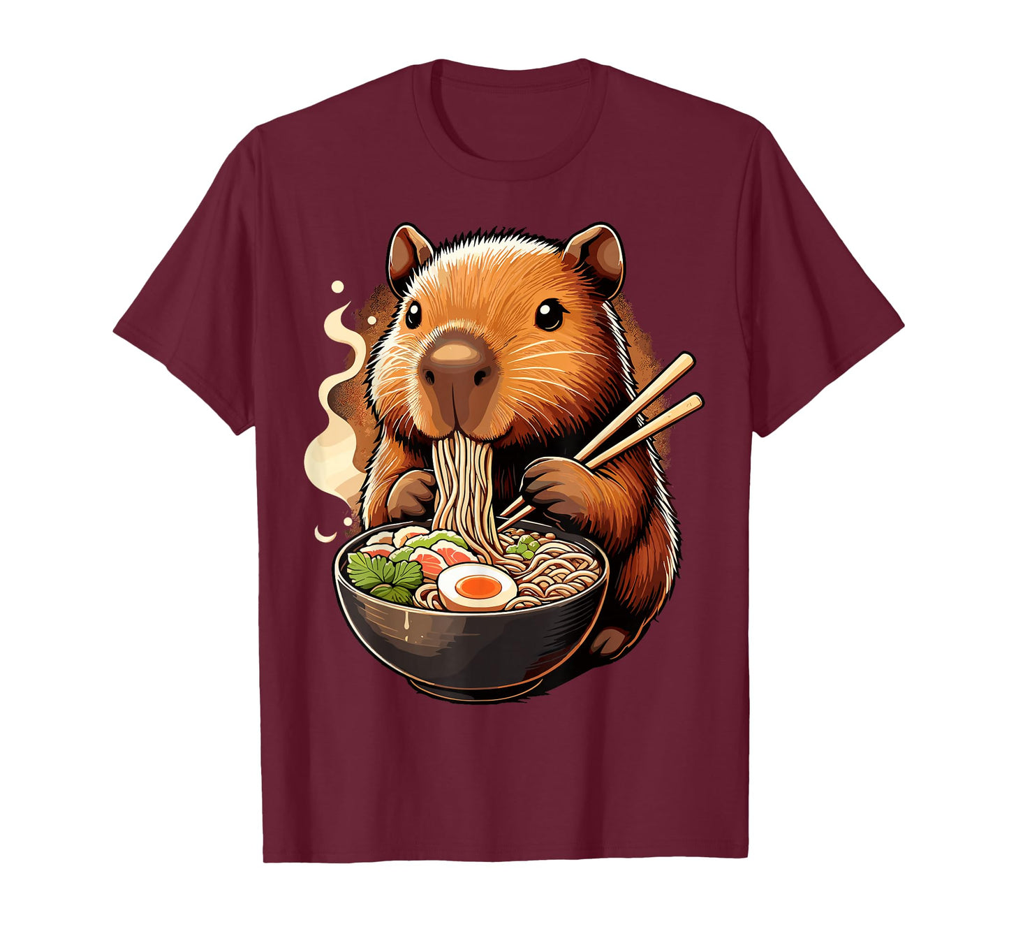 Capybara Eats Ramen Noodles Cute Capybara Ramen T-Shirt