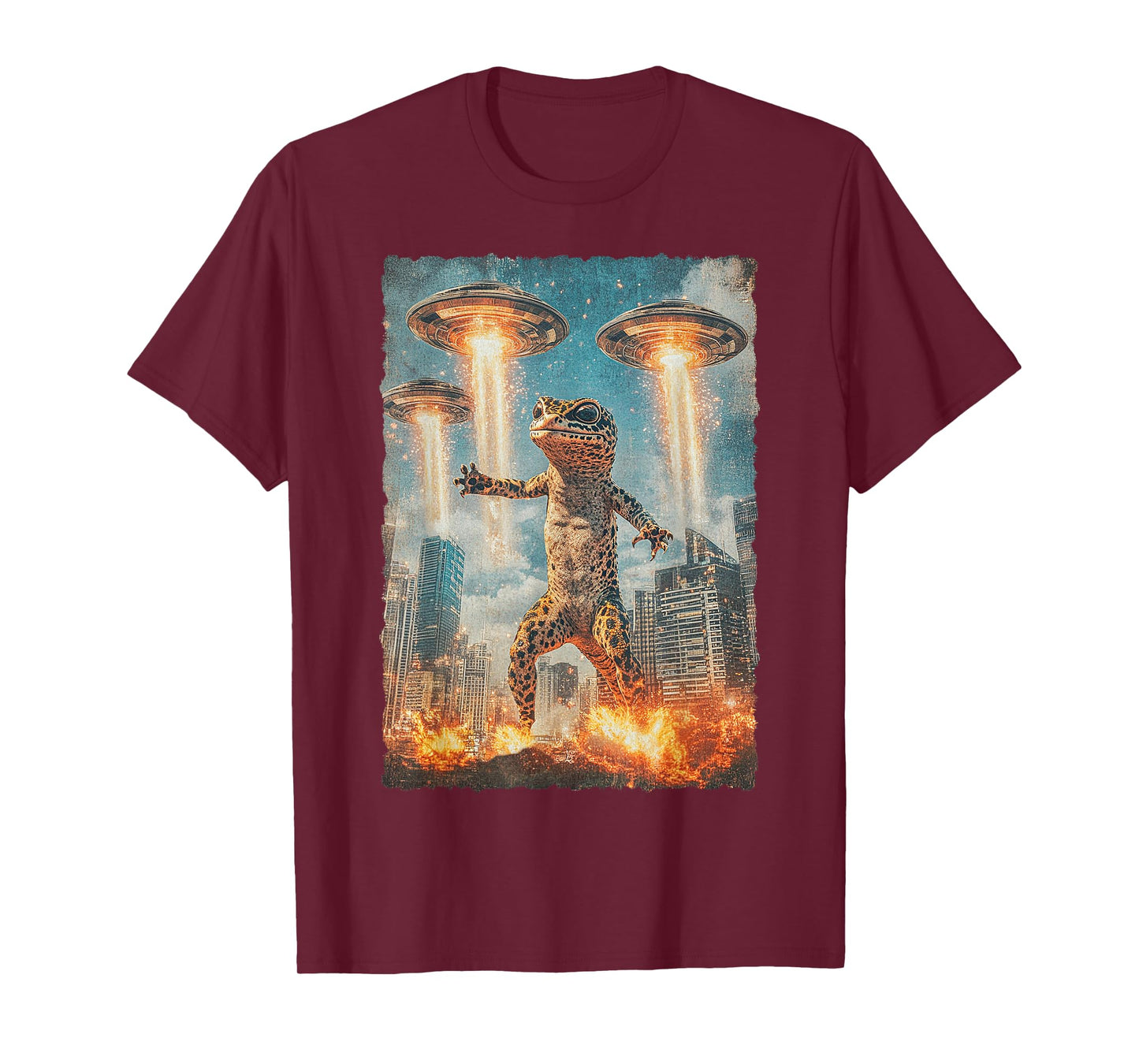 Japanese Anime Kaiju Monster Leopard Gecko Selfie Tokyo UFO T-Shirt