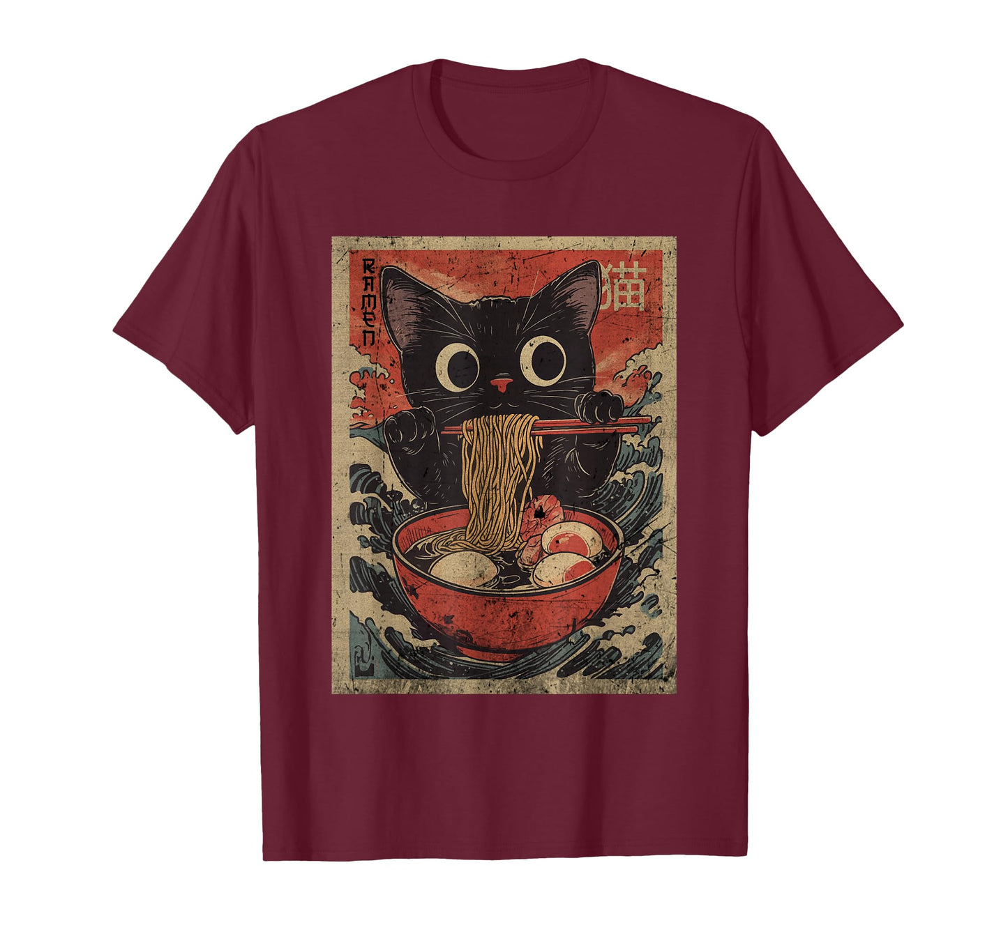Anime Cat Ramen Japanese Funny Graphic Kawaii Cat Anime T-Shirt