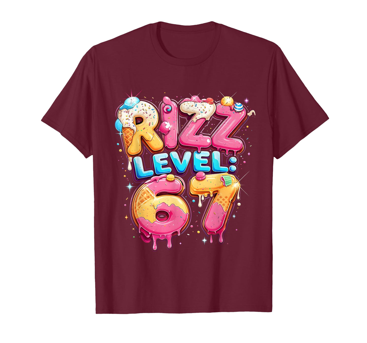 67 Ice Cream Drip Cool Meme Six Seven Gen Alpha Slang T-Shirt
