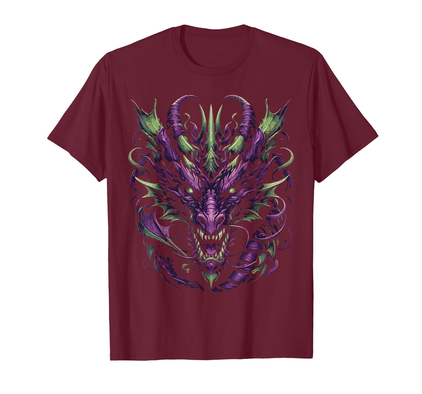 Dark Purple Dragon Head Demon Fantasy Gothic Men Women Kids T-Shirt