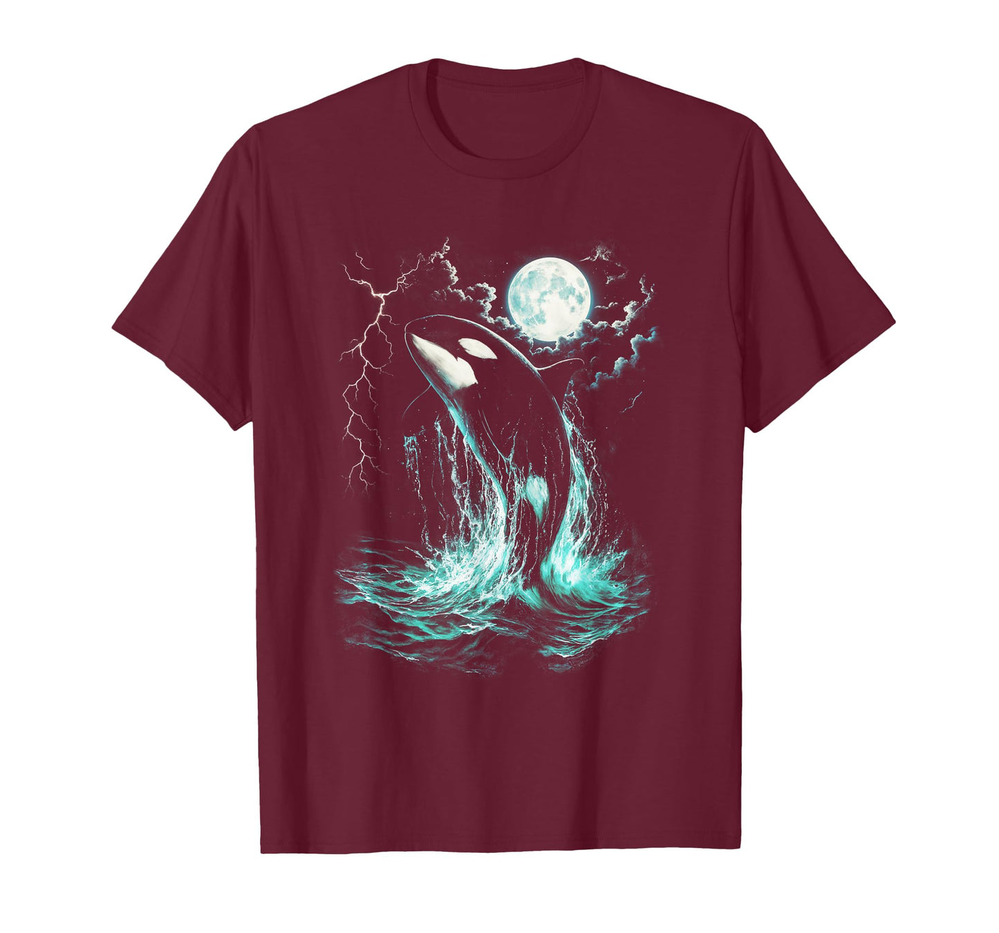Orca Midnight Vintage Moonlight Ocean Lightning Men Boy Kids T-Shirt