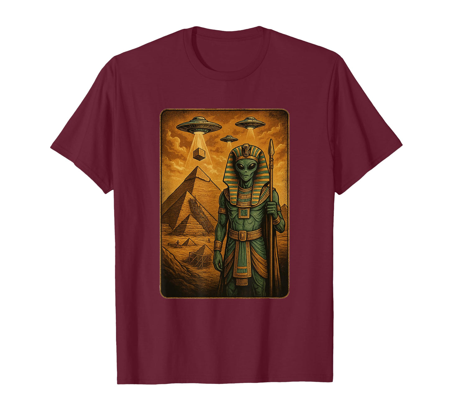 Alien Building Pyramid Funny Alien UFO Men Women T-Shirt