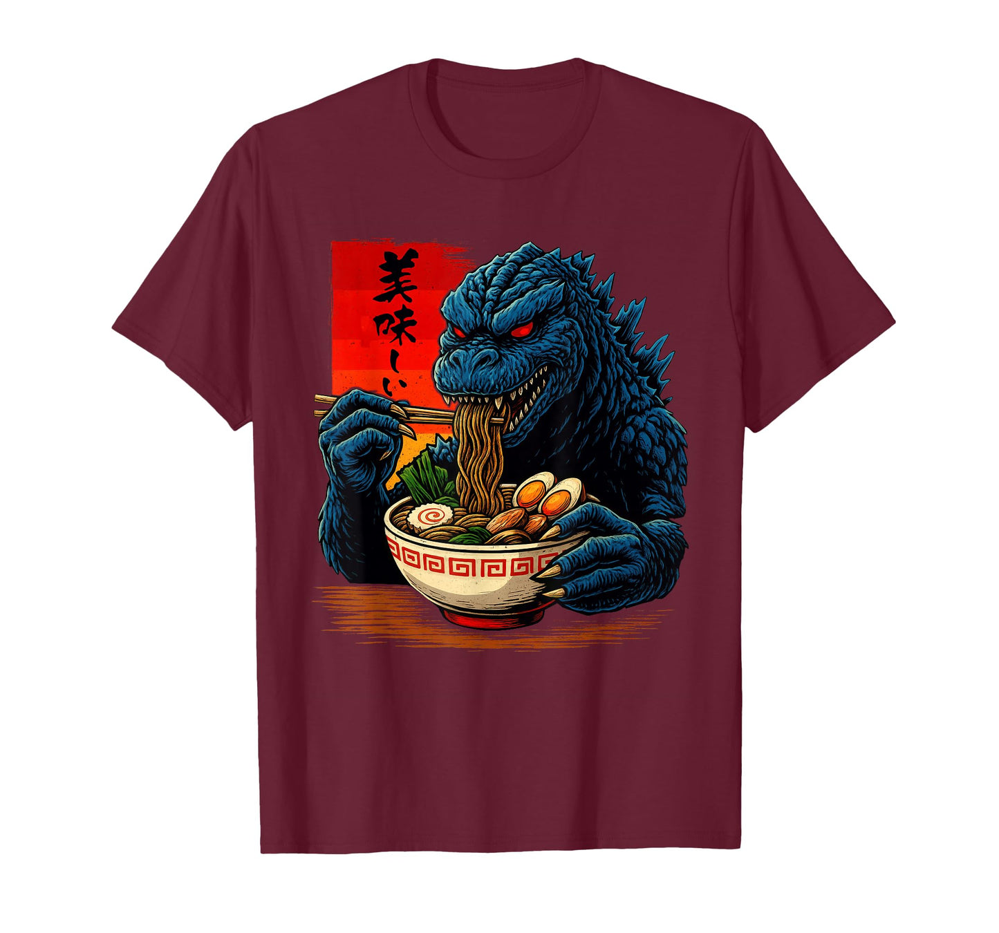 Funny Kaiju Eating Ramen Japanese Monster Lover Birthday Boy T-Shirt