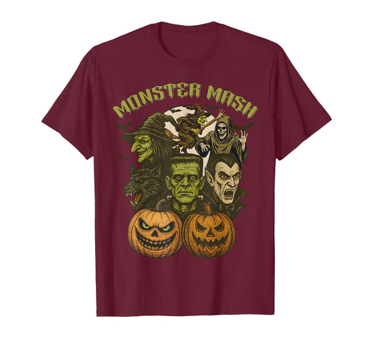Monster Mash Retro Halloween Funny Monster Spooky Womens Men T-Shirt