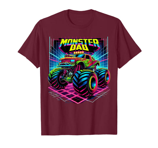 Monster Truck Dad Birthday Party Retro Monster Trucks T-Shirt