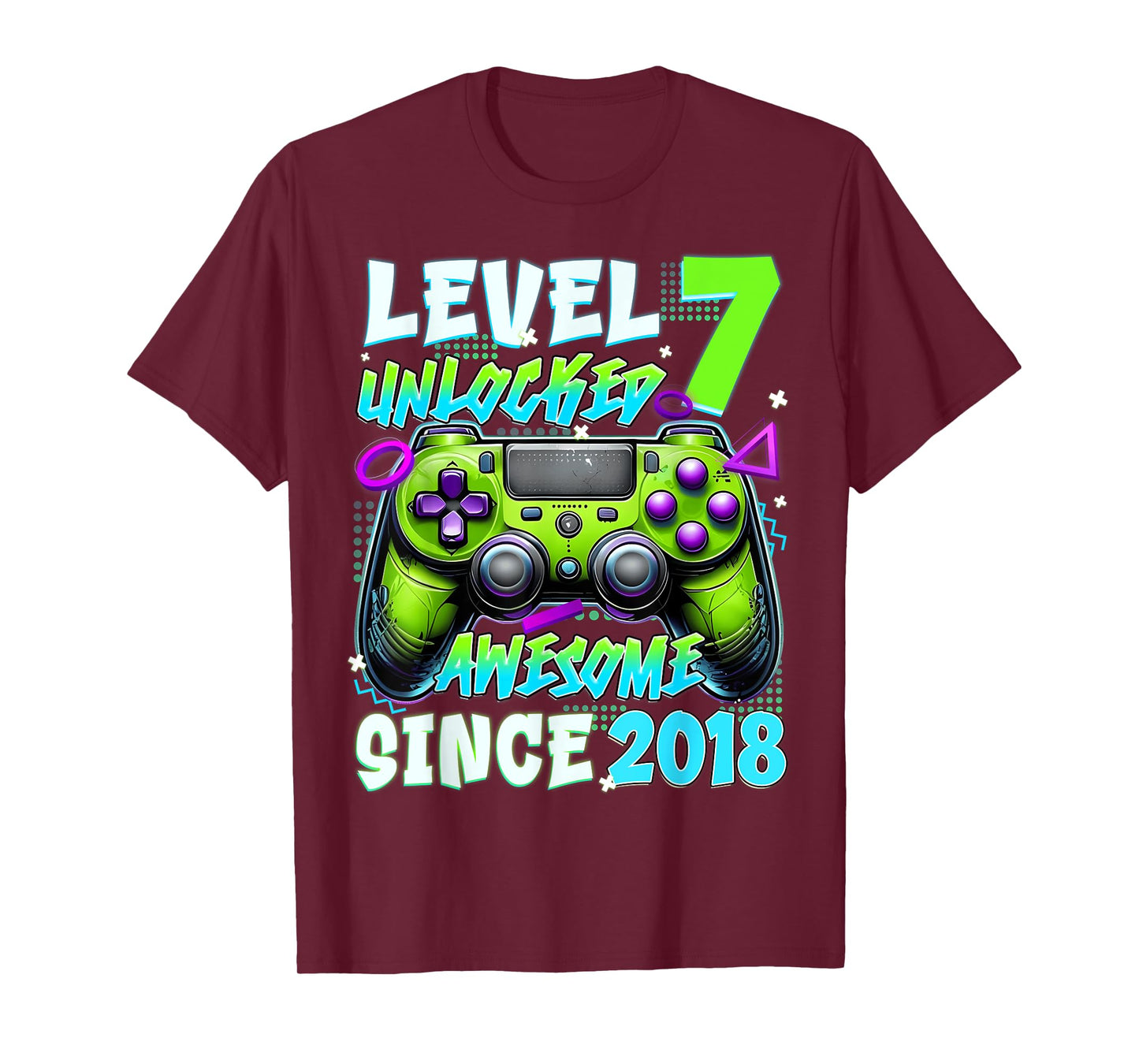 7th Birthday Video Game Level 7 Unlocked Awesome Since 2018 T-Shirt