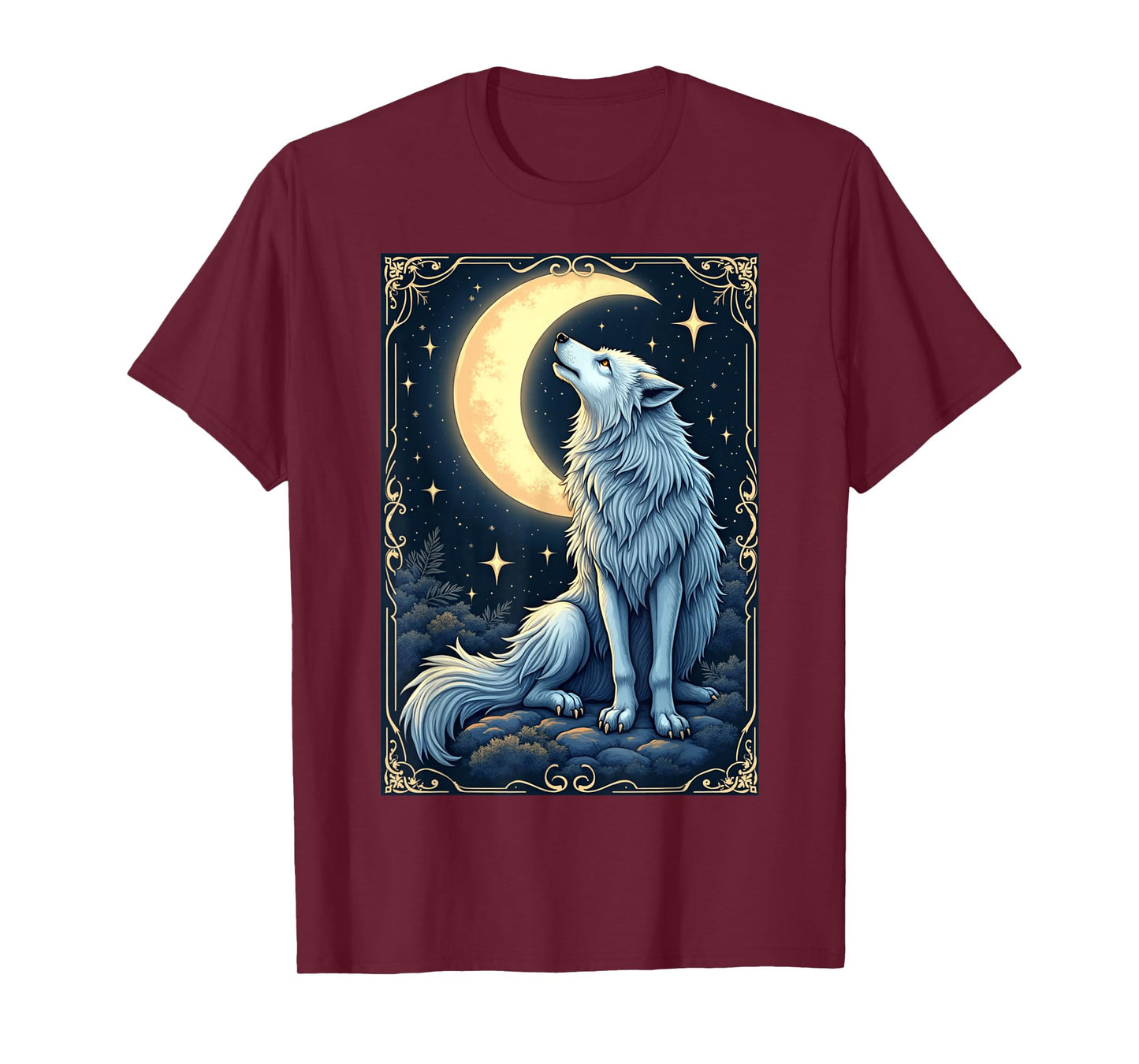 Wolf Howling Moon Celestial Mystical Nature Gothic Animal T-Shirt