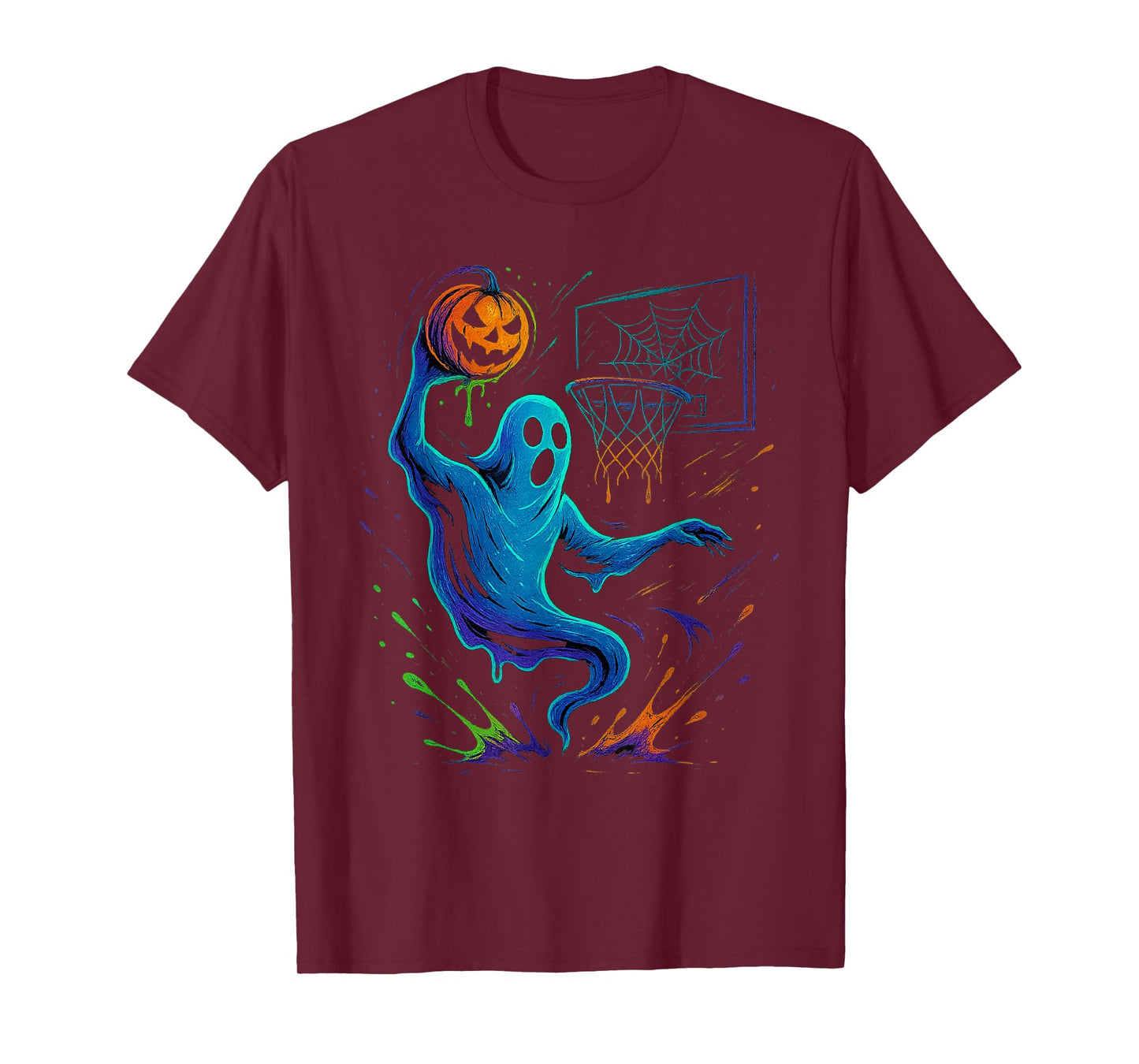 Basketball Halloween Costume Ghost Bball Player Spooky Boys T-Shirt