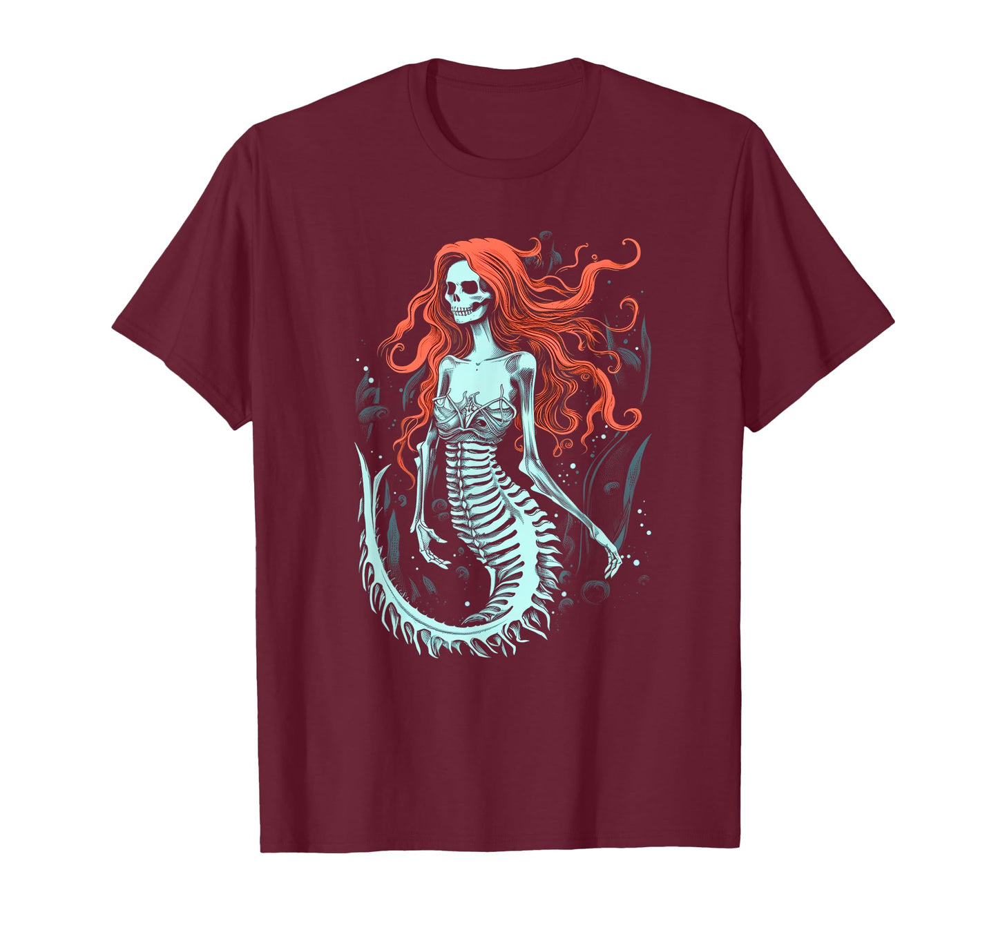 Zombie Mermaid Scary Costume Skeleton Fantasy Spooky Party T-Shirt