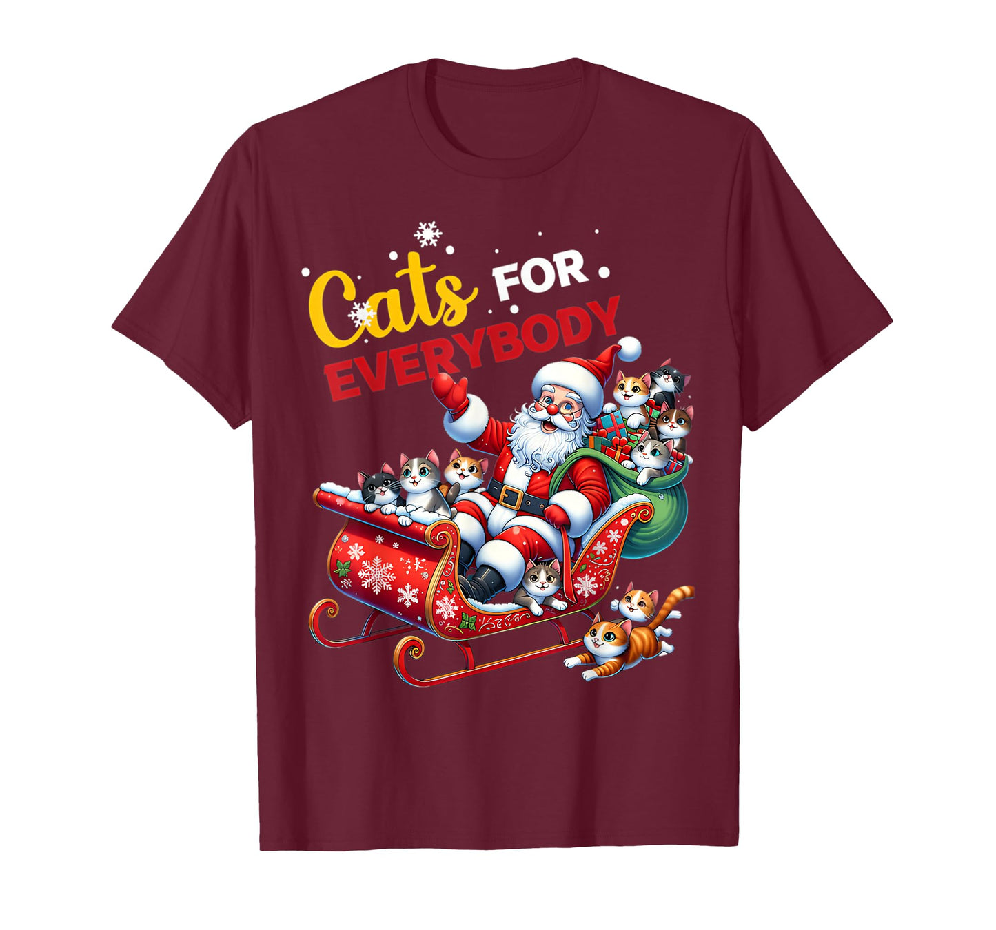 Cats for Everybody Christmas Cat Funny Xmas Women Santa T-Shirt