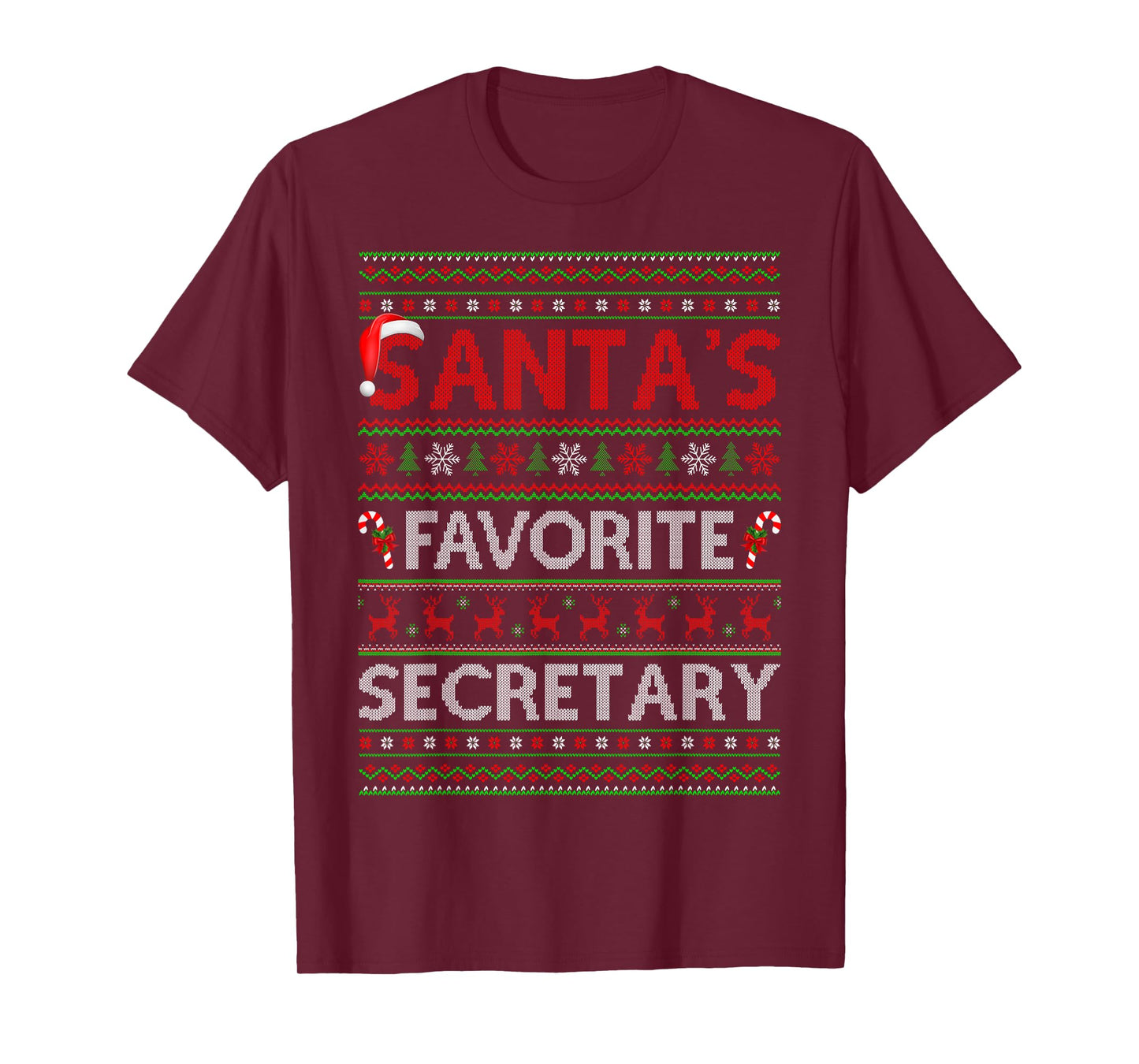 Santa Favorite Secretary Ugly Christmas Sweaters Funny Xmas T-Shirt