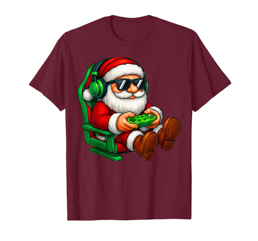 Funny Santa Gaming Gamer Pajamas Pjs Christmas Xmas Boy Kid T-Shirt