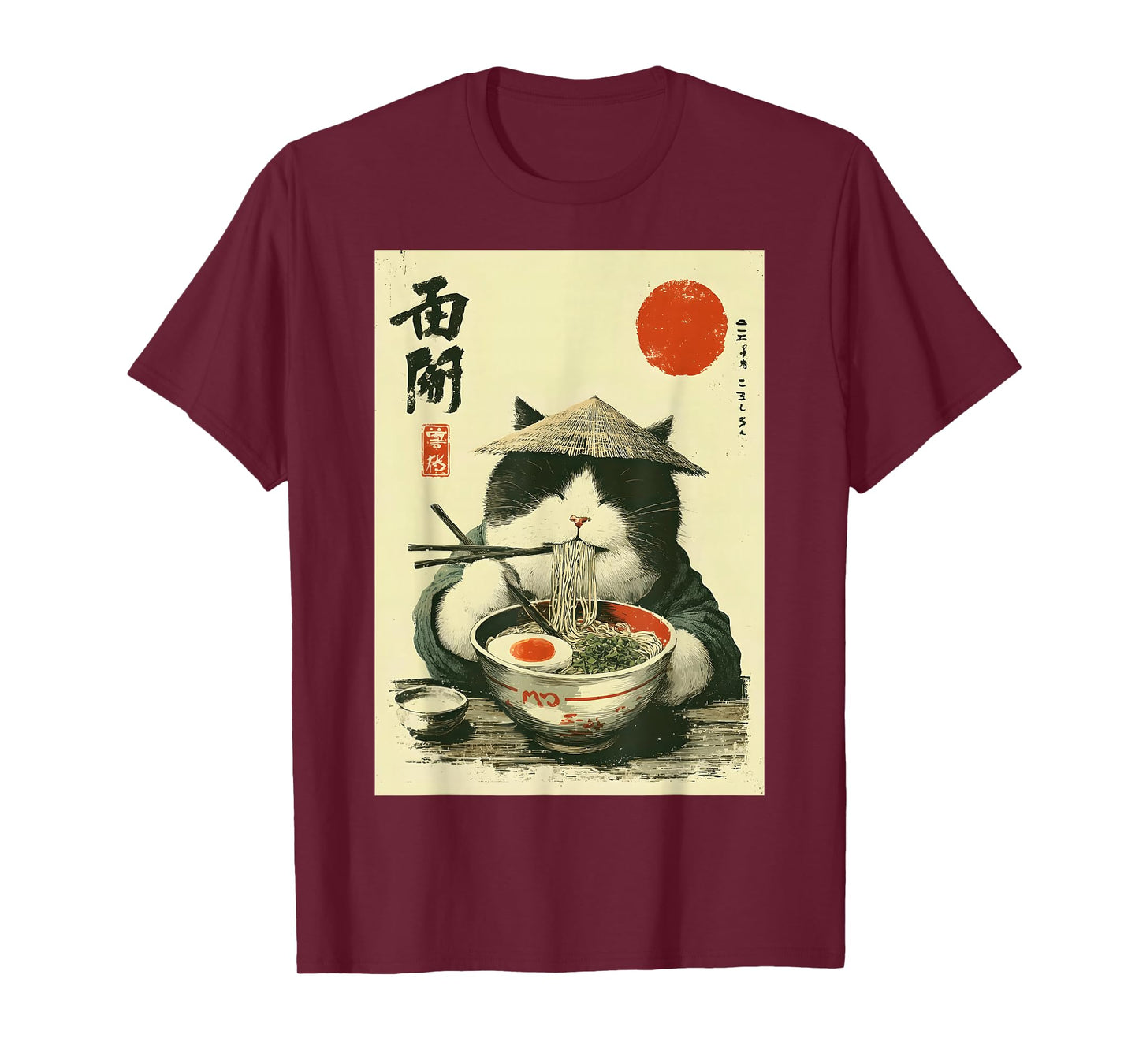 Funny Japanese Ramen Cat Art Kawaii Noodle Lover Anime Style T-Shirt