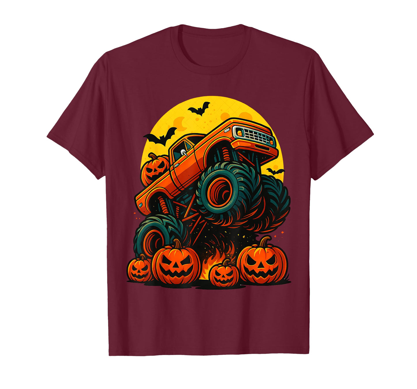 Monster Truck Halloween Jack O Lantern Moon Pumpkin Toddler T-Shirt