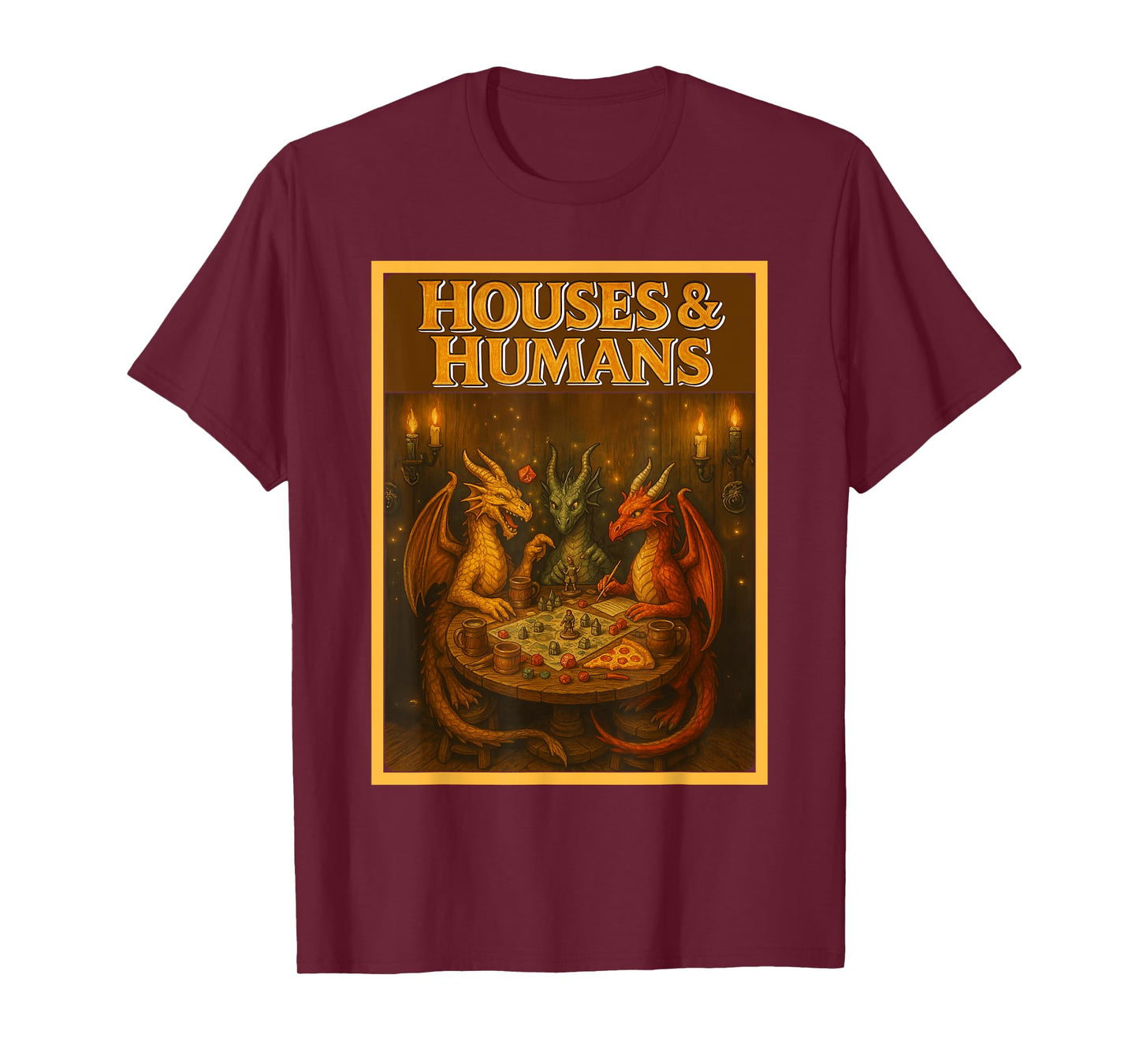 Gaming Houses Humans Funny RPG Parody Gamer Men Boys Kids T-Shirt