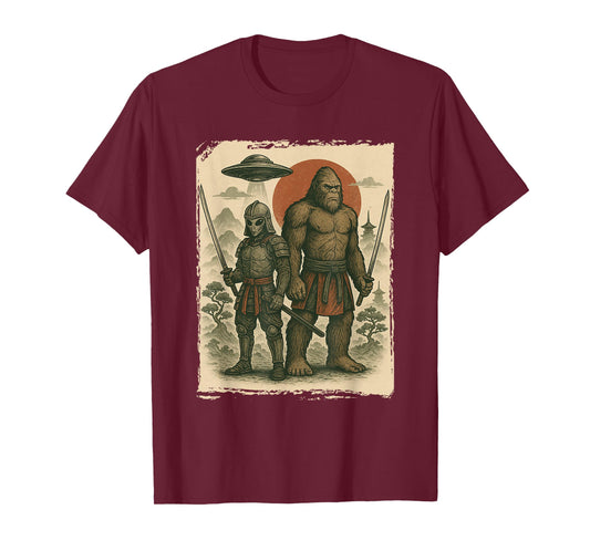 Samurai, Bigfoot & Alien, UFO | Vintage Ninja & Japanese T-Shirt