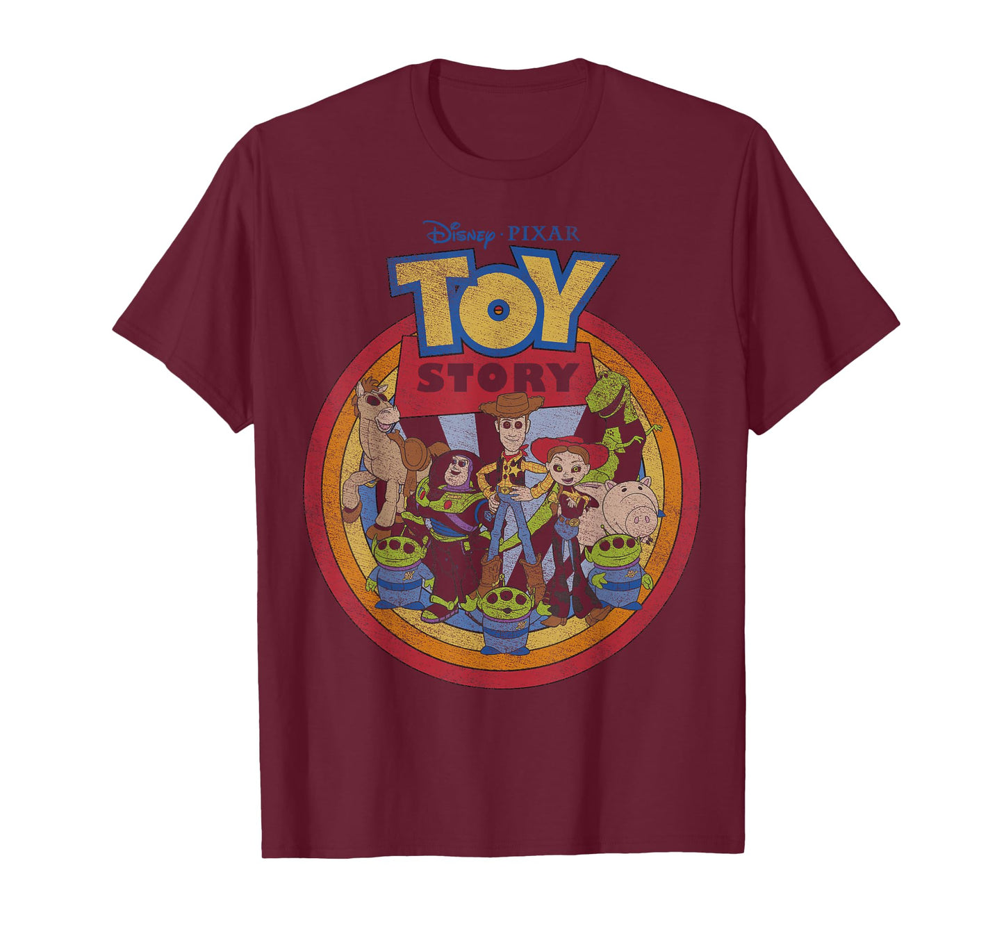 Disney Pixar Toy Story Vintage Circle Portrait Logo T-Shirt