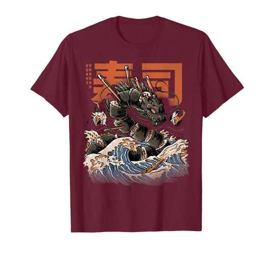 Great Sushi Dragon Japanese Food Kawaii Dragon Anime T-Shirt