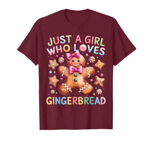 Funny Christmas Just A Girl Who Loves Gingerbread Man Cookie T-Shirt