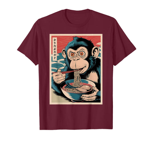 Ramen Japanese Funny Kawaii Monkey Graphic Mens Gifts Anime T-Shirt