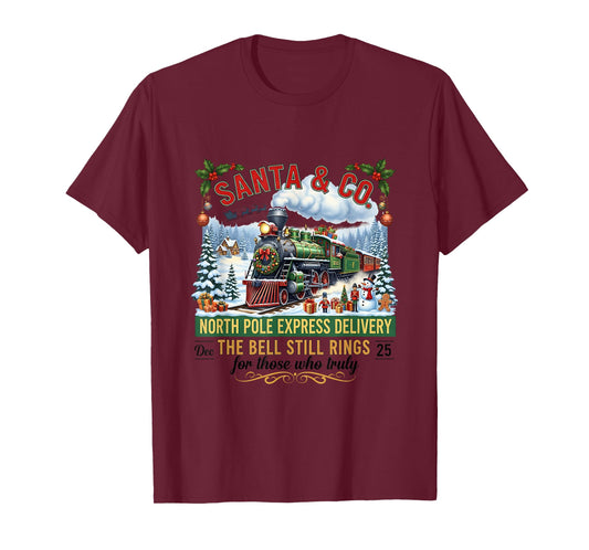 All Aboard Christmas Town Believe Wonderland Express Train T-Shirt