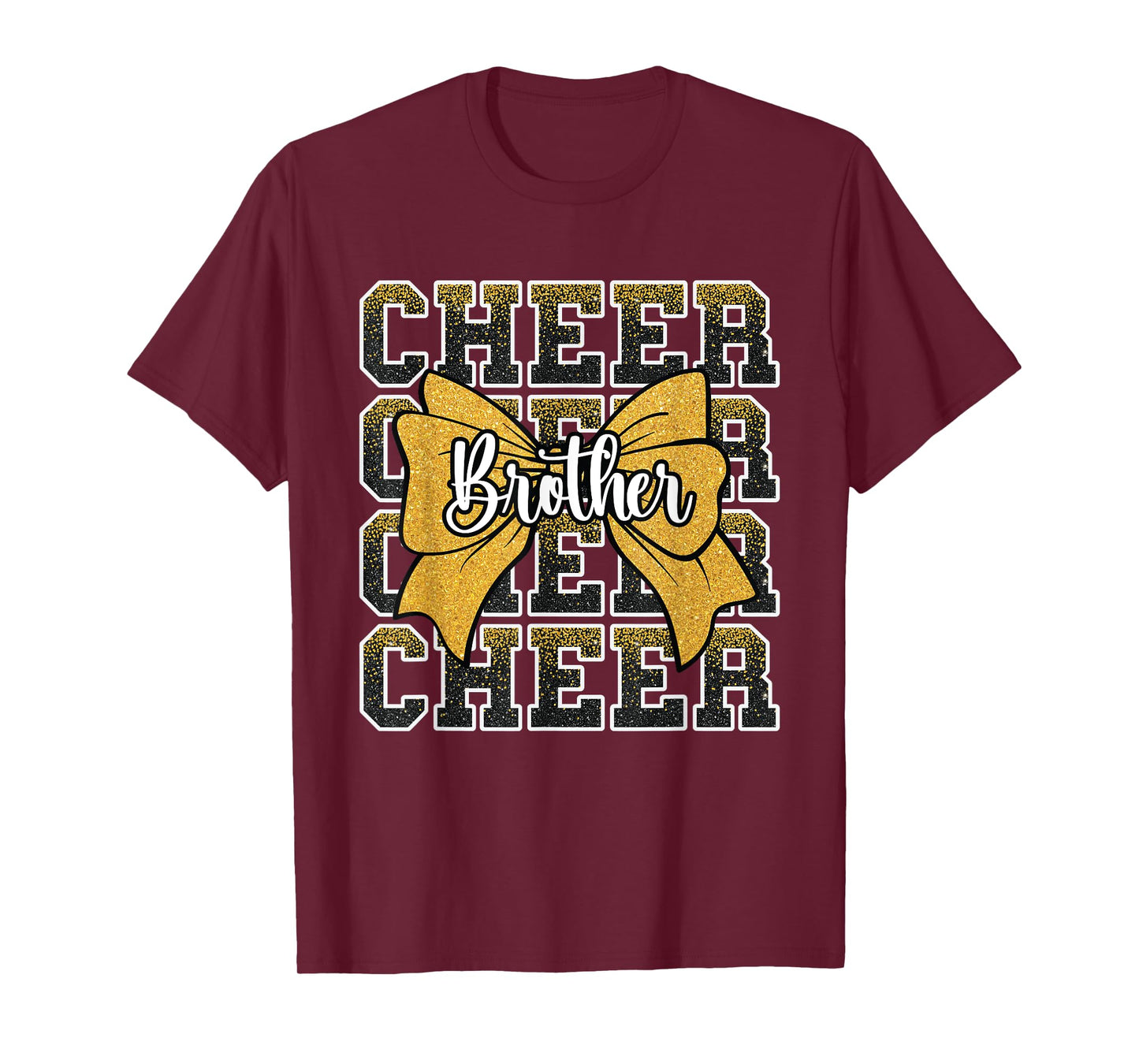Cheer Brother Bow Sport Cheerleader Cheerleading Yellow T-Shirt