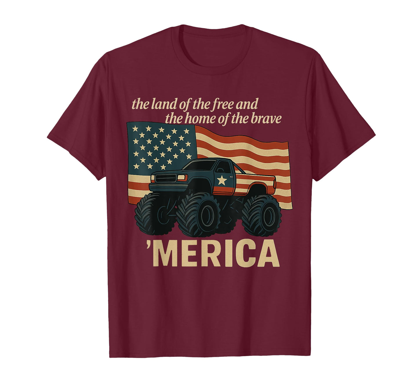 vintage monster Truck Merica American flag usa 4th of july T-Shirt