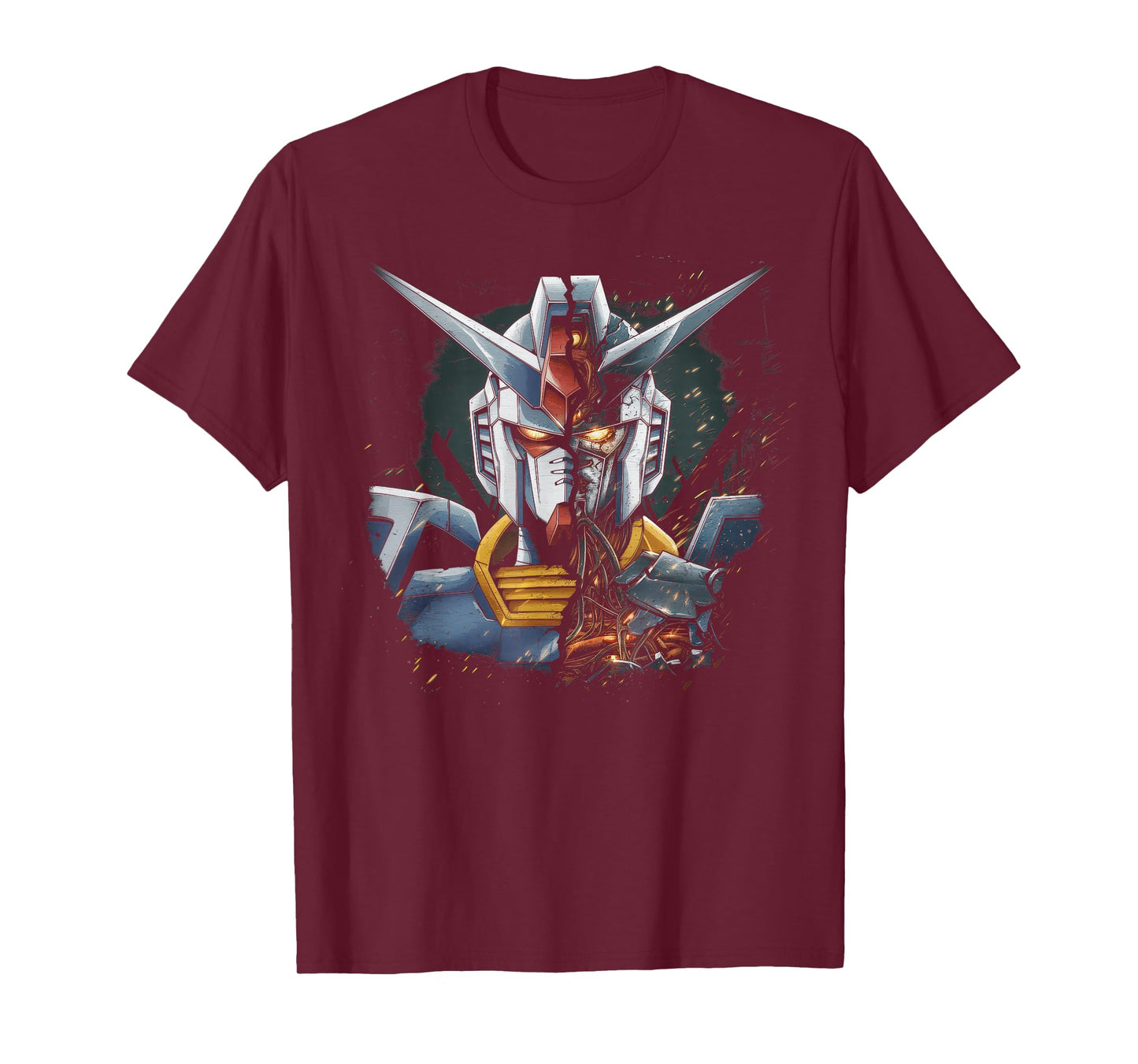 Mecha Tshirt Japanese Mecha Robot Head Anime Art Ukiyo-E T-Shirt