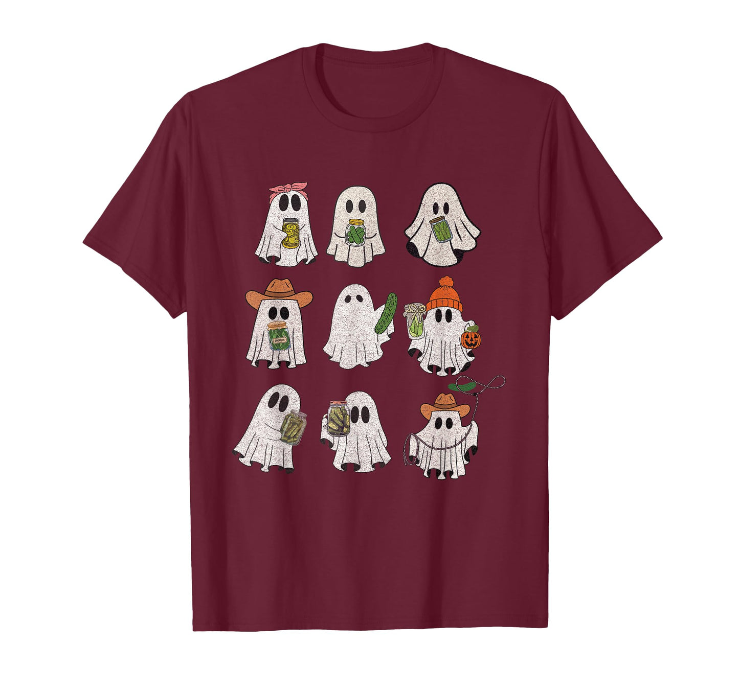 Vintage Ghost Pickle Jar Custom Halloween Canned Pickles T-Shirt