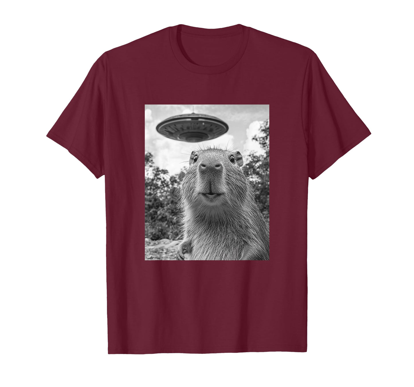 Funny Capybara Selfie with UFO T-Shirt