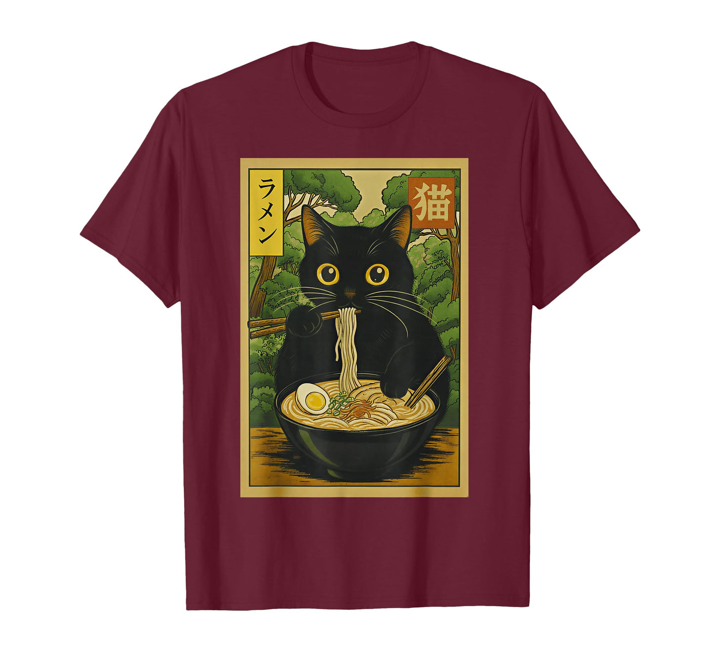 Funny Forest Ramen Cat Japanese Noodle Kitten T-Shirt
