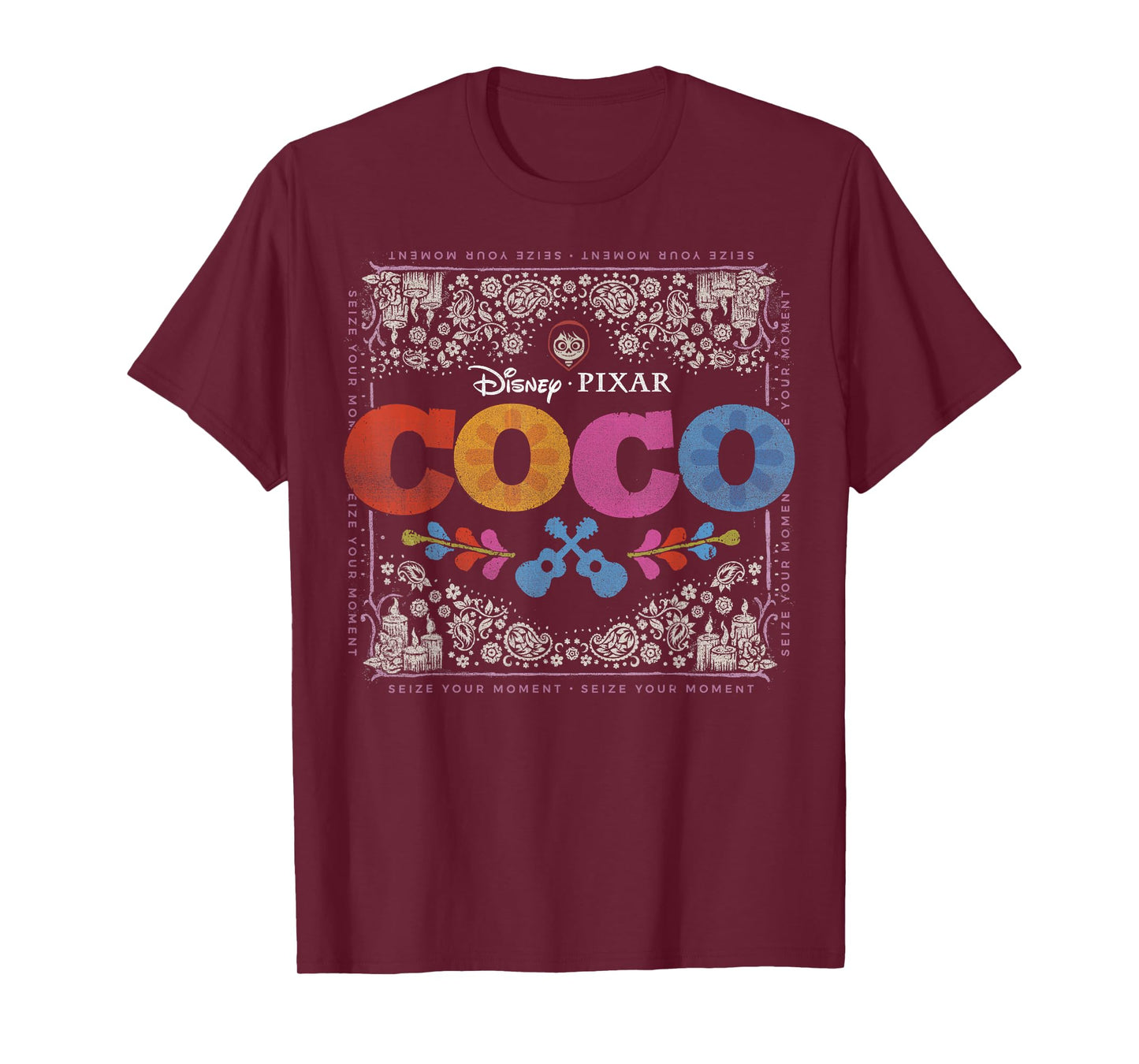 Disney Pixar Coco Colorful Square Floral Miguel T-Shirt T-Shirt