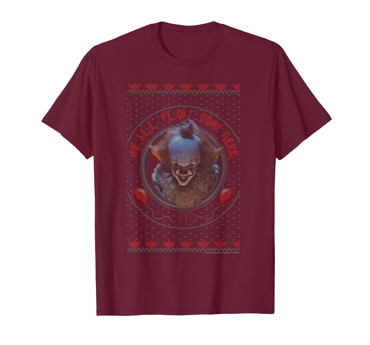 IT Pennywise Holiday Sweater Pattern Logo T-Shirt