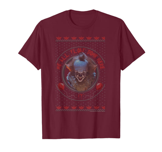 IT Pennywise Holiday Sweater Pattern Logo T-Shirt
